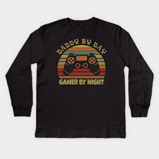 Daddy by day Gamer by night Kids Long Sleeve T-Shirt